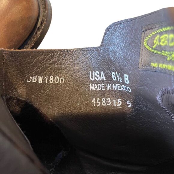 J.B. Dillon Women's Leather Brown Short Heeled Textured Strap Boots Size 6.5 - Picture 10 of 11